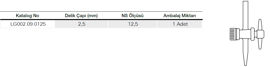 Büret Uç Musluğu, PTFE, Vidalı Tip, İğne Uçlu